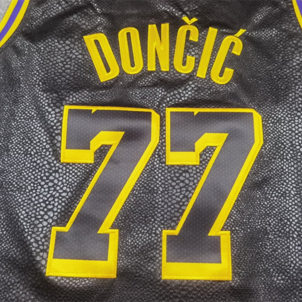 Mens Youths Kids Luka Doncic Black Stitched Black Jersey - Picture 4 of 5